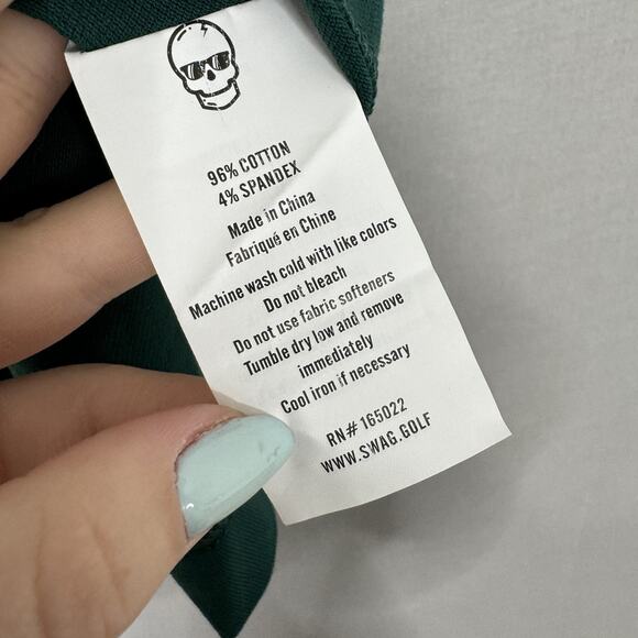 Swag Golf Masters Polo Shirt Mens Large Green Skull Logo Embroidered Performance - Picture 12 of 12